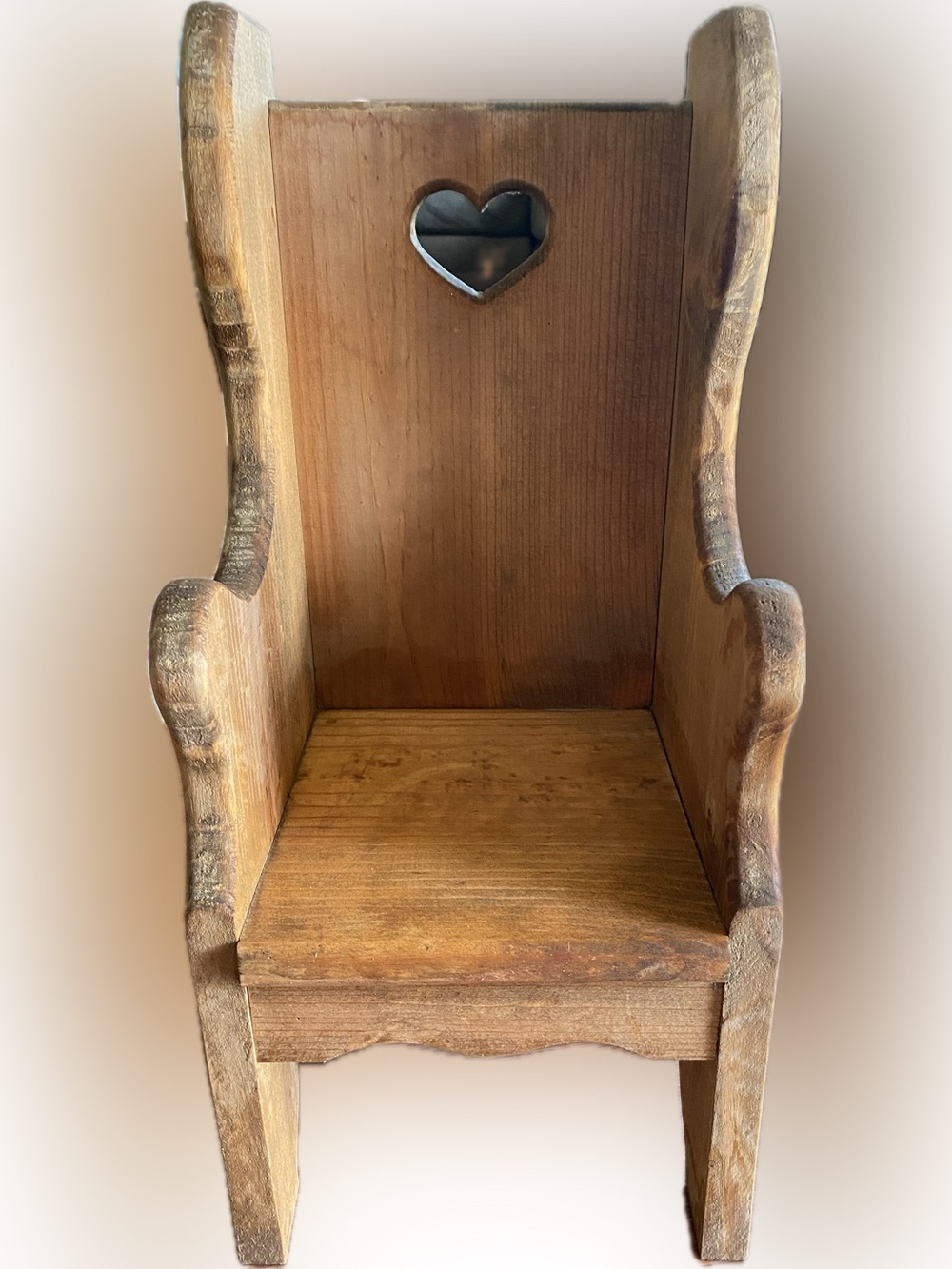 Vtg Farm & Country Cottagecore Rustic Wooden Chair with Heart Cutout